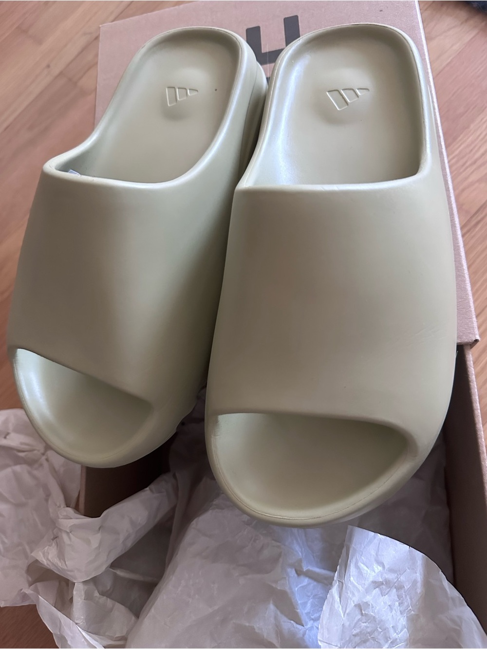 adidas Women’s Slide Sandals in Light Olive